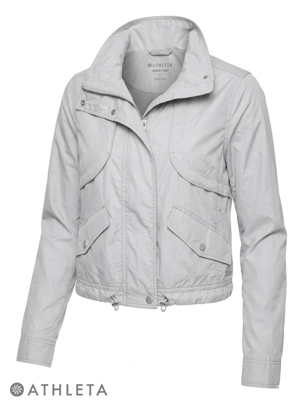 Athleta Journey Crop Jacket Medium M Gray Full Zip Lightweight Windbreaker Rain